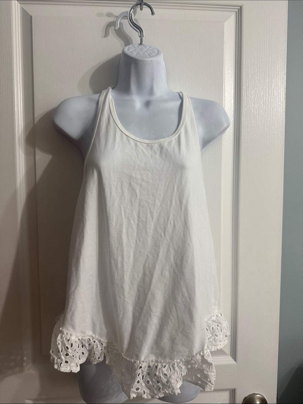 White Eyelet-Hem Tank with Ruffle Trim Kate spade